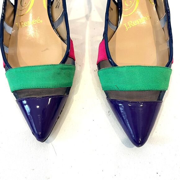J.Renee Gavrel Multicolor Heels Slingback Size 5 1/2 Pointed Toe - Picture 5 of 11